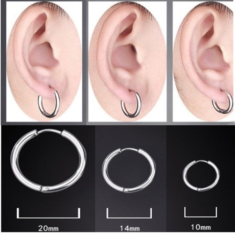 Minimalist Circle Women's Earrings fashion Stainless Steel Jewelry Punk kpop Male Earring Ear Men Hoop Earrings Girls Gift ► Photo 1/6