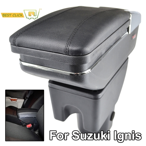 Storage Box For Suzuki Ignis 2016 - 2022 Arm Rest Rotatable Armrest 2017 Black Leather ► Photo 1/6