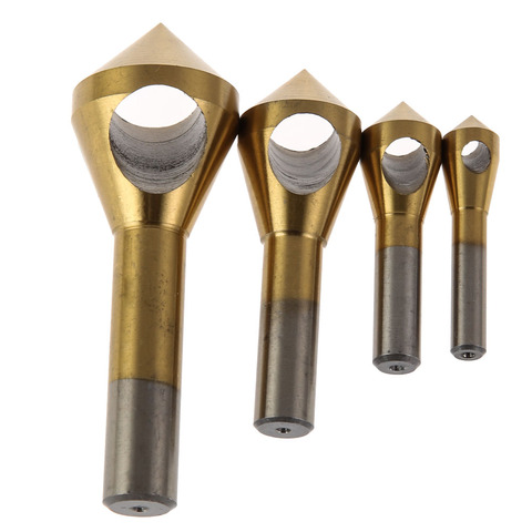 4pcs/set Titanium Coated Countersink Deburring Center Stepped Metal Drill Bits Expanding Chamfering Tools 2-5/5-10/10-15/15-20mm ► Photo 1/6