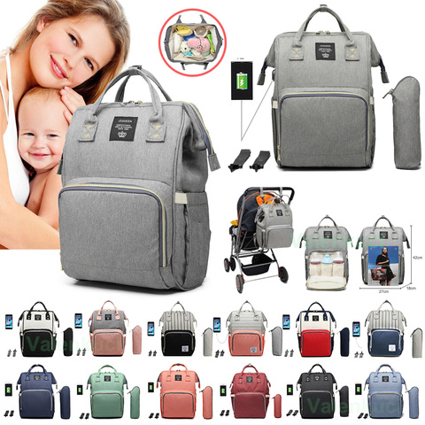 Lequeen Baby Diaper Bag with USB Interface Large Waterproof Nappy Bag Kits Mummy Maternity Travel Backpack Nursing Bag with Hook ► Photo 1/6