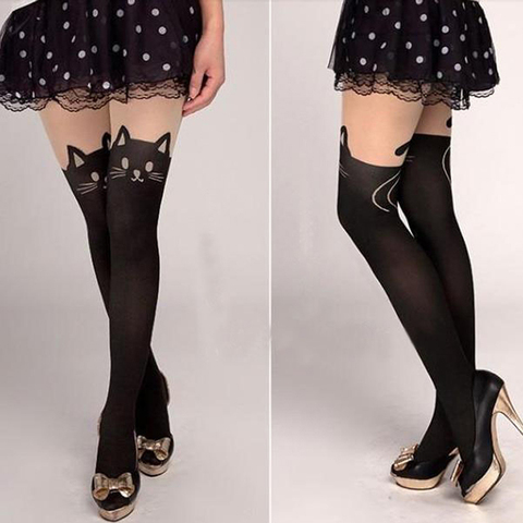 2022 New Japan Fashion Cute Cat Design Legwear Ladies Girls Cat Meow Silk Pantyhose Nylon Cute Kitty Tights Legwear For Women ► Photo 1/6