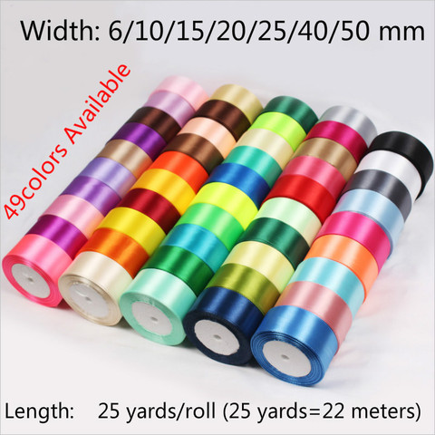 25Yards/Roll 6mm 10mm 15mm 20mm 25mm 40mm 50mm Silk Satin Ribbons arts crafts sewing ribbon handmade crafts materials gift wrap ► Photo 1/6
