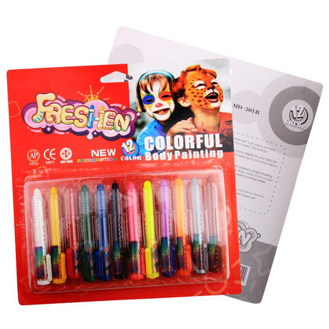 12 Colors Face Painting Pencils Splicing Structure Face Paint Crayon Christmas Body Painting Pen Stick For Children Party Makeup ► Photo 1/5