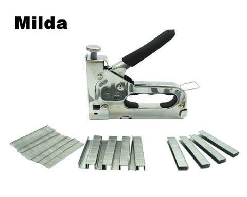 Milda 3-way Manual Heavy Duty Hand Nail Gun Furniture Stapler For Framing with 1000pc Staples By Free Woodworking Tacker Tools ► Photo 1/5