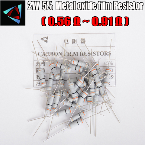 20pcs 5% 2W Carbon Film Resistor  0.56 0.62 0.68 0.75 0.82 0.91 ohm  Metal oxide film Resistors ► Photo 1/1