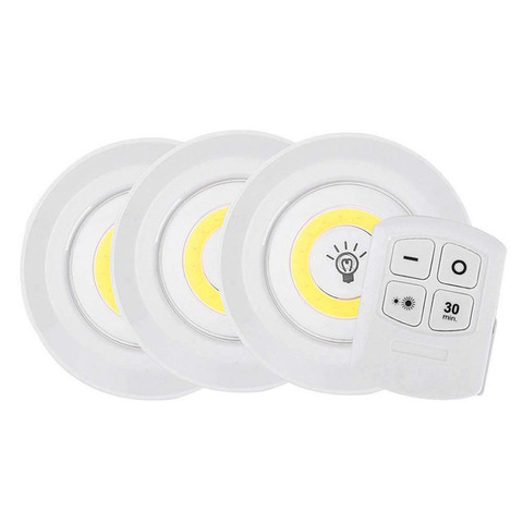 Battery Operated Dimmable LED Under Cabinet Light COB LED Puck Lights Closets Lights with Remote Control for Wardrobe Bathroom ► Photo 1/6