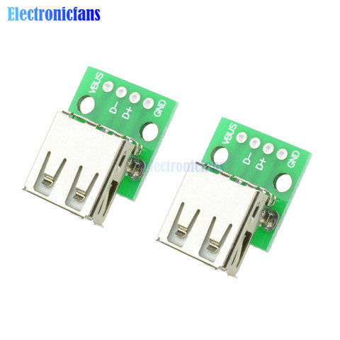 2pcs Type A Female USB To DIP 2.54MM PCB Board Adapter Converter For Arduino ► Photo 1/1