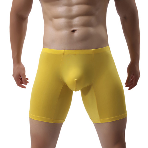 Long Boxers Underwear Men Fitness Ice Silk Short Pants Bodysuit U Convex Design Shorts Mens Casual Sportswear Boxer Underpants ► Photo 1/6