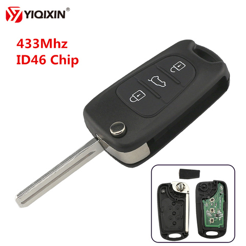 YIQIXIN 3 Button Flip Key Folding Remote Car Key 433Mhz Transponder Chip ID46 For Kia Sportage Picanto 3 Rio K2 K5 Cerato Ceed ► Photo 1/6
