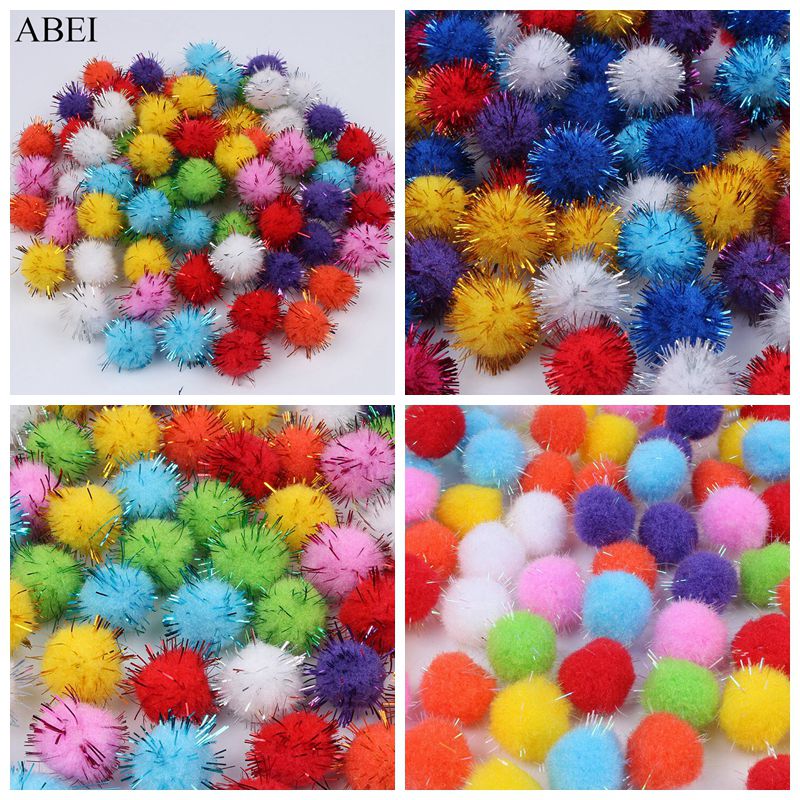 10/15/20/25/30mm Glitter Pompom Balls Furry Pompon DIY Crafts Pompones  Furball Christmas Weeding Home Decor Sewing Materials 20g