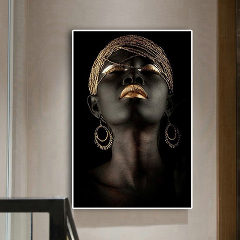 Contemplator Black African Nude Woman Oil Painting on Canvas Posters and Prints Scandinavian Wall Art Picture for living room ► Photo 1/6