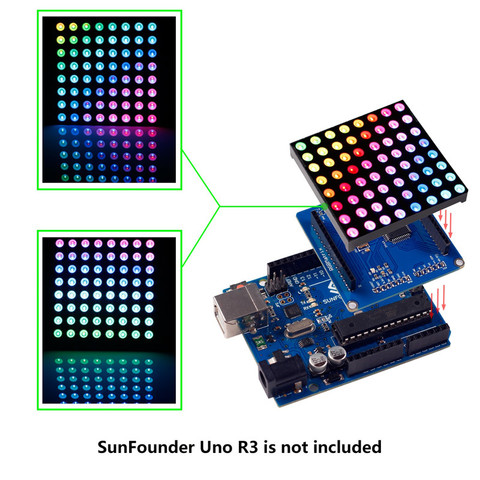 SunFounder 8x8 Full Color RGB LED Matrix Driver Shield + RGB Matrix Screen For Arduino ► Photo 1/6