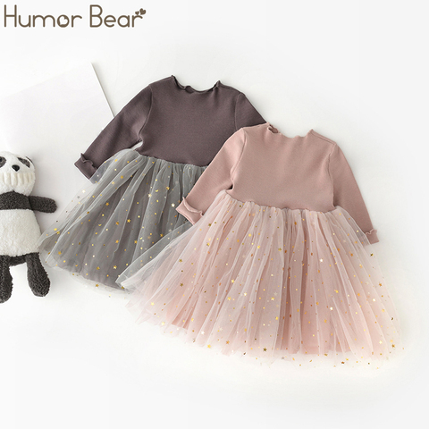 Humor Bear Baby Girl Clothes 2022 Stars Moon Decoration Mesh Baby Girl Dress Long-sleeved Bodysuit Costume Baby Clothing ► Photo 1/6