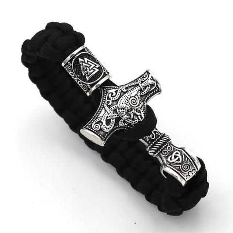 Thor's Hammer Mjolnir Bracelet Viking Scandinavian Norse Viking Bracelet Rune Charms Bead Jewelry Men Women Bangles Bracelets ► Photo 1/6
