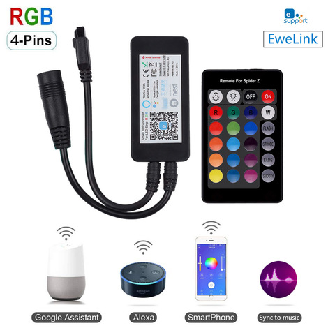 Ewelink RGB LED STRIP WIFI CONTROLLER+IR REMOTEStrip light controller for smart life work with Amazon Alexa and Google home ► Photo 1/6