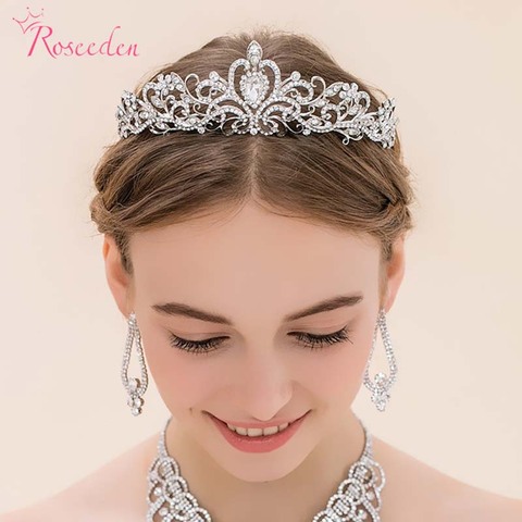 new silver Color rhinestone wedding Tiaras and Crowns crystal diadem pageant bridal hair accessory for women RE68 ► Photo 1/6