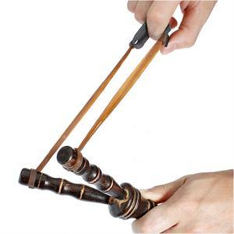 Bamboo Style Wooden Sling Shot Toys Slingshot Bow Catapult Hunter KIDs Game 