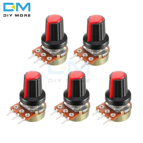 5PCS WH148 Linear Taper Rotary Potentiometer With Cap Red 1K 2K 3K 5K B10K 20K 30K 50K 100K 200K 300K 500K 1M Ohm Diy Electronic ► Photo 1/6