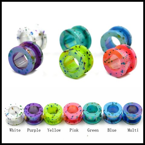 PAIR Acrylic Dot Screw Fit Flesh Tunnel Ear Plug Expander Stretcher 5-12mm Assorted Colors Ear Plugs Gauges Piercing Jewelry ► Photo 1/1