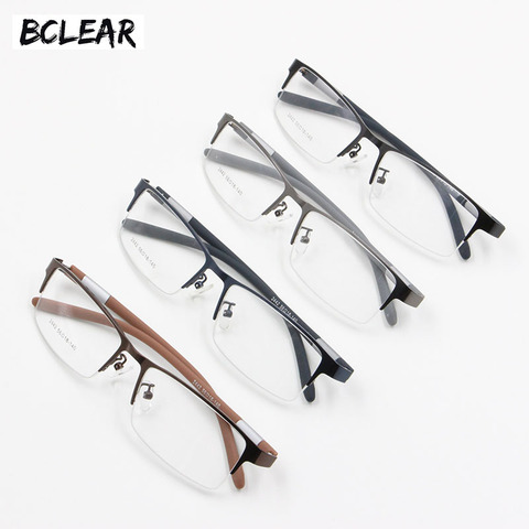 BCLEAR Popular Half Rim Alloy Man Spectacle Frames Flexible TR90 Temple Legs Optical Eyeglasses Frame Men Semi-Rimless Eyewear ► Photo 1/6