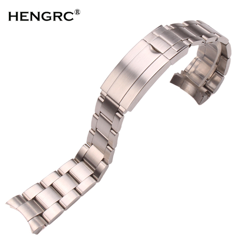 20mm 316L Stainless Steel Watchbands Bracelet Silver Brushed Metal Curved End Replacement Link Deployment Clasp Watch Strap ► Photo 1/6