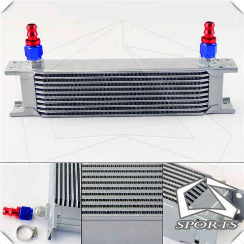 For Universal Cars 10 Row 8-AN Aluminum  Fuel / Oil Cooler AN8 Cooling System + 2 Fitting +2 Clamps ► Photo 1/6