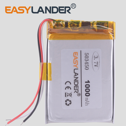 3-wire 1000 mAh 3.7V Polymer Lithium Rechargeable Battery Li-ion Battery 503450 543450 523450 for Smart Phone DVD MP3 MP4 ► Photo 1/2