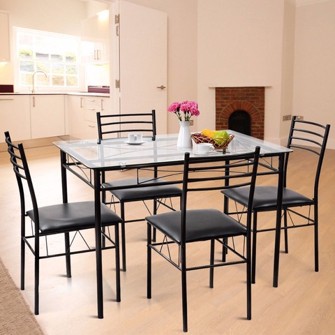 5pc Dining Set Modern Room, Upholstered Dining Room Table Chairs