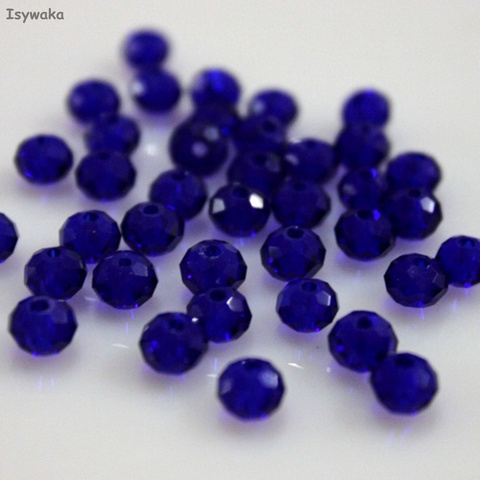 Isywaka Deep Blue Colors 4*6mm 50pcs Rondelle  Austria faceted Crystal Glass Beads Loose Spacer Round Beads for Jewelry Making ► Photo 1/6