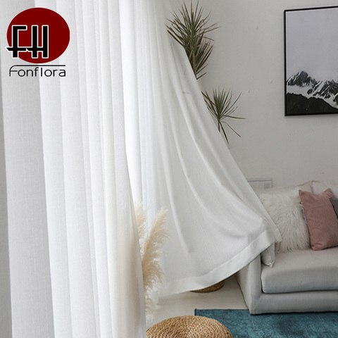 Solid White Thick Tulle Curtains For Living Room Bedroom Sheer Curtains Modern Voile Decorative Window Treatments Customized ► Photo 1/6