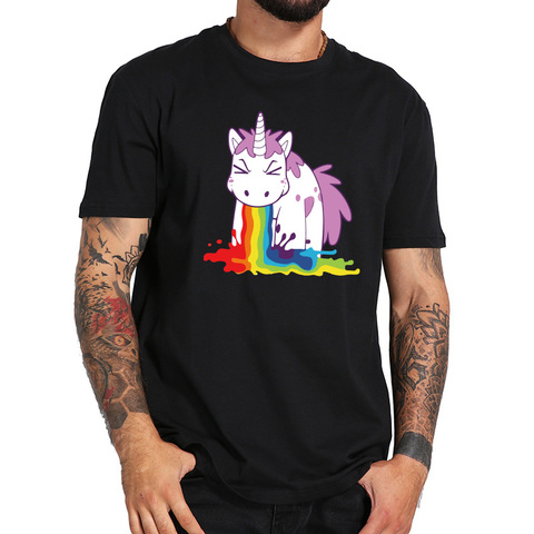 Unicorn T Shirt Rainbow Funny Spoof High Quality 100% Cotton White Black Tops Cartoon T-shirt Gift EU Size ► Photo 1/5