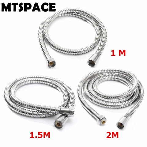 MTSPACE High Quality 1m/1.5m/ 2m G1/2 Inch Flexible Shower Hose Stainless Steel Chrome Bathroom Water Head Shower Head Pipe Tool ► Photo 1/6