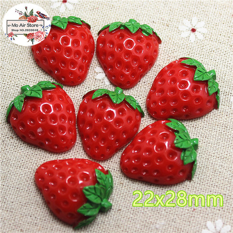 10pcs Strawberry fruit Resin Flat back Cabochon Miniature Food Art Supply Decoration Charm Craft DIY 22x28mm ► Photo 1/3