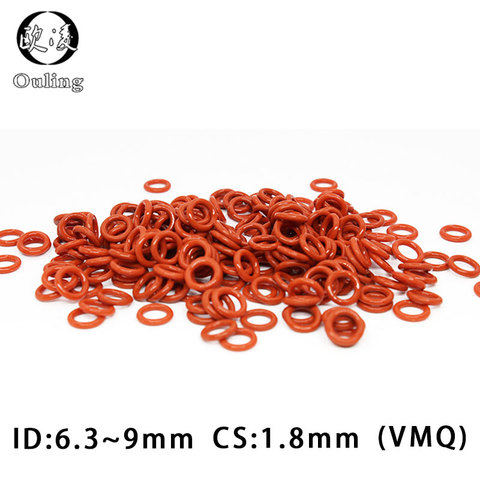 10PCS/lot Silicon Ring Silicone/VMQ O ring 1.8mm Thickness ID6.3/6.7/6.9/7.1/7.5/8/8.5/8.75/9mm Rubber O-Ring Seal Ring Gasket ► Photo 1/6