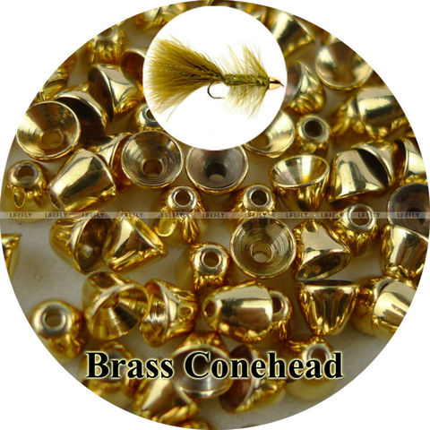 Gold Color, 100 Brass Coneheads, Cone Head, Fly Tying, Fly Fishing ► Photo 1/1