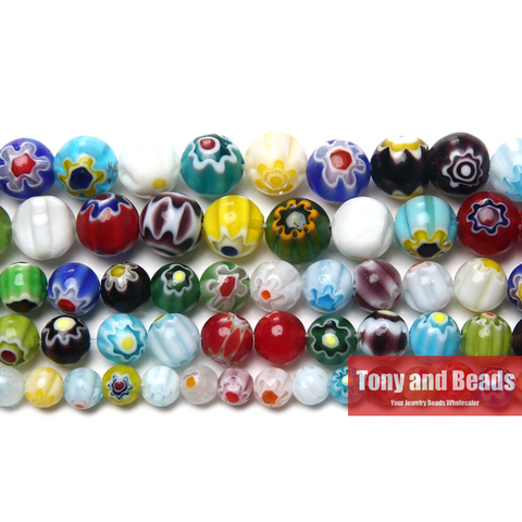 Free Shipping Multi Colors 2 Flower Millefiori Lampwork Glass Beads 6 8 10mm Pick Size For Jewelry Making LGB3 ► Photo 1/1