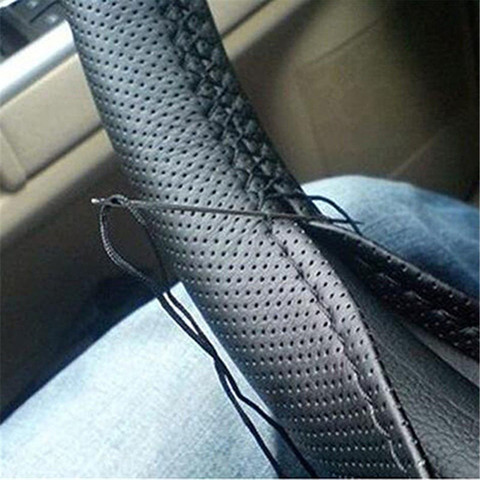 DIY Steering Wheel Covers Faux Leather Soft Car Steering Wheel Cover with Needles and Thread Interior accessories ► Photo 1/6