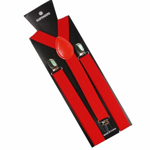 Winfox 1 Inch Wide Male Red Navy Yellow  Y Back Clip On Braces Elastic Unisex Suspender Men Women ► Photo 1/6