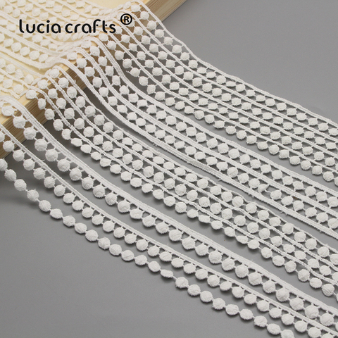 Lucia crafts 3yards/lot White Hollow Cotton Lace Fabric Trim Ribbons Headdress Sewing DIY Garment Decoration Accessory N0401 ► Photo 1/6
