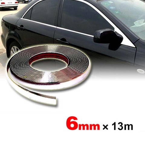 6mm Car Chrome Body Strip Bumper Auto Silver DIY Decoration Protective Moulding Styling Trim Auto Protector Sticker 13Meters ► Photo 1/6