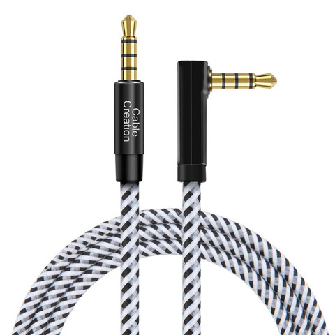 3.5mm TRRS Audio Cable, CableCreation 90 Degree Right Angle Male to Male 4 Pole Stereo Aux Cable (Microphone Compatible) ► Photo 1/6