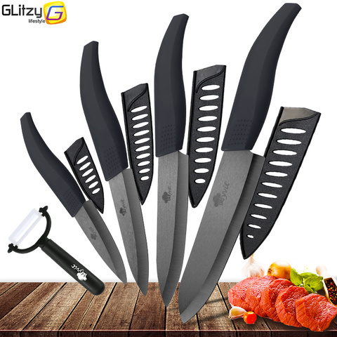 Ceramic Kitchen Knife Chef Utility Slicer Paring Ceramic Knives Peeler Set 3 4 5 6 inch Black Zirconia Blade Cooking Meat Cutter ► Photo 1/6