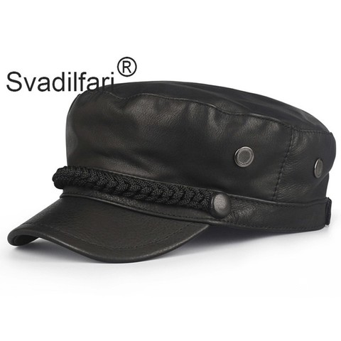 Spring Genuine Deer Leather Rider Style Newsboy Real Leather Fashion Army Cap Box Hat Cadet Visor Women Men's Baseball Hats ► Photo 1/6