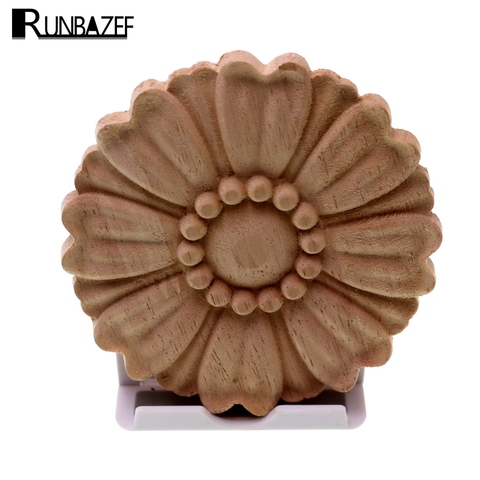 RUNBAZEF Boutique Lots Wood Carved Long Onlay Applique Unpainted Flower Walls Cabinets Door Vintage Home Decor Type Kawaii Craft ► Photo 1/6