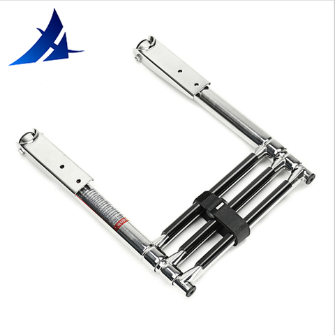 3 step stainless steel marine boat ladder yacht polished steel telescope ladder ► Photo 1/6