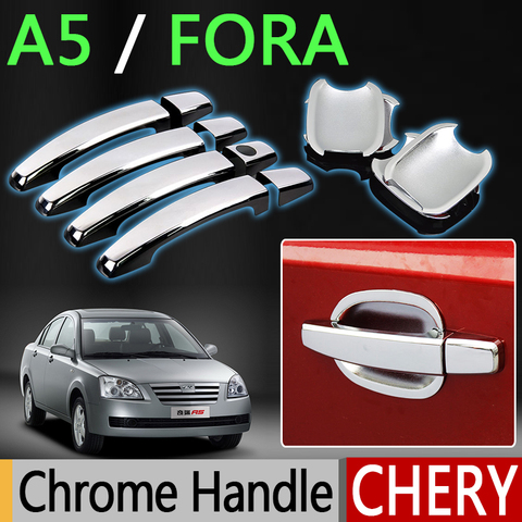 For Chery A5 Fora Accessories Chrome Door Handle Alia Elara MVM 520 530 Vortex Estina 2007 2008 2009 2010 Stickers Car Styling ► Photo 1/6