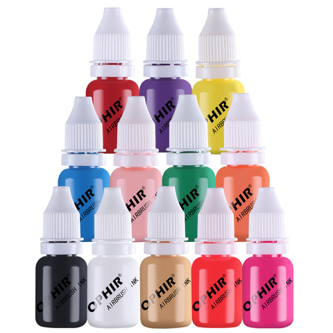 OPHIR 12 Colors Airbrush Nail Art Inks Airbrush Nail Pigments for Nail Stencils Painting 10ML/Bottle Nail Tools _TA098(1-12) ► Photo 1/6