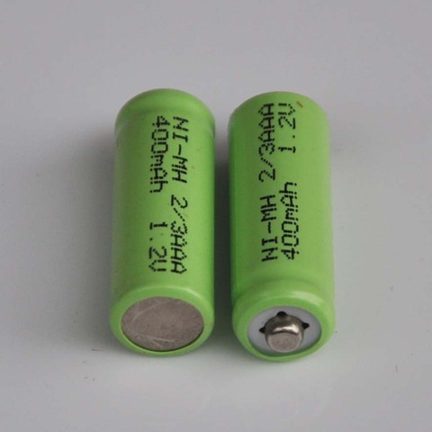 10PCS 1.2V 2/3AAA ni-mh rechargeable battery 400mah 2/3 AAA nimh cell with NO welding tabs for LED solar light ► Photo 1/2