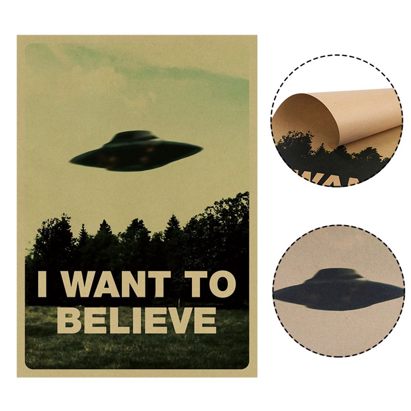 Classic Kraft paper "I Want To Believe" Vintage Stickers Poster Home Wall Decor 