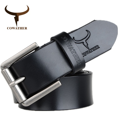 COWATHER cow genuine leather mens belt for men 2022 high quality luxury three colors 100-130cm belt for men free shipping ► Photo 1/6